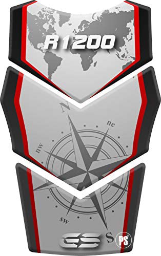 Paraserbatoio.it Protector de depósito resinado adhesivo efecto 3D para moto compatible con BMW R1200 GS, R 1200 (rojo)