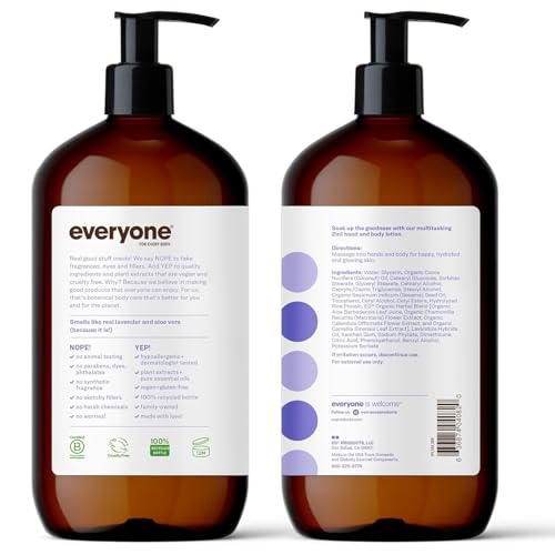 everyone for every body Everyone 2-in-1 Lotion for Hands/Body, 32 ounce (Pack of 1) Lavender and Aloe made with Essential Oils for Men and Women