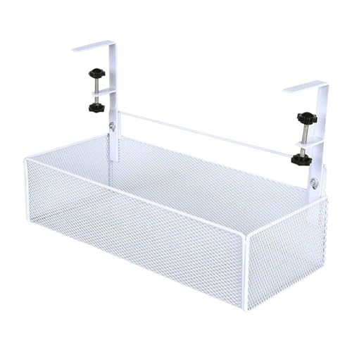 JISADER Soporte de almacenamiento debajo de la Mesa, estante de almacenamiento lateral multifuncional, organizador colgante de escritorio para accesorios de, blanco