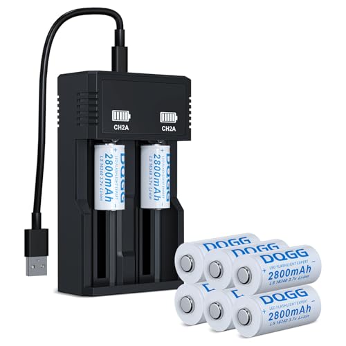 BENKIA 16340 Rechargeable Li-ion Battery 2800mAh 8-Pack
