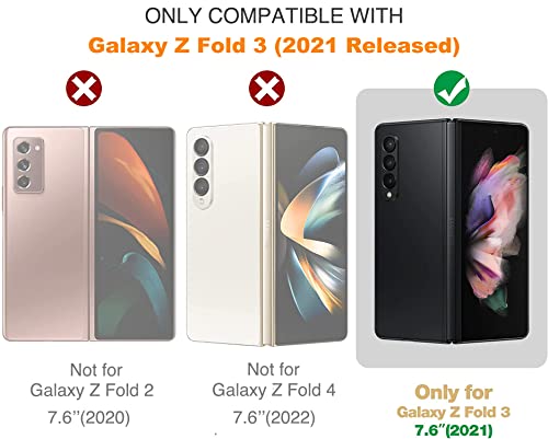 FONREST Rugged Case Armor for Samsung-Galaxy-Z-Fold-3 w/ Built-in [Kickstand] [S Pen Holder] [Screen Protector] [Hinge Protection], Heavy Duty Shockproof Protective Cover NOT FIT Z Fold 4/2 (Black)