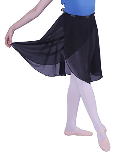 Woosun Women Chiffon Ballet Wrap Skirt Adult Ladies Ballet Leotard Tutu Skirt Dance Skate Over Scarf 60Cm Long Skirts Black #TOP3