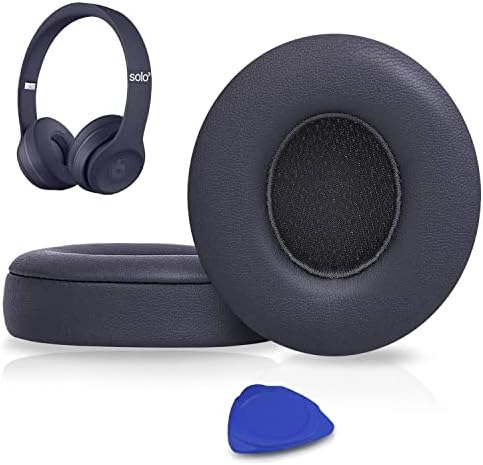 SoloWIT Earpads Cushions Replacement for Beats Solo 2 & Solo 3 Wireless On-Ear Headphones, Ear Pads with Soft Protein Leather, Added Thickness - (White)
