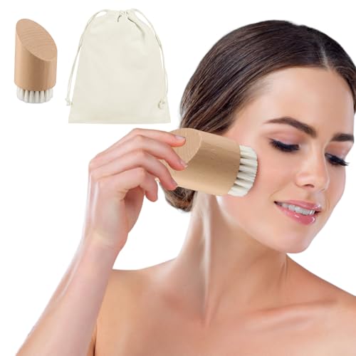 Culinavog Spazzola per il Viso, Setole Morbide in Lana, Fibra Naturale 3 in 1, Face Brush, Spazzola Viso Pulizia per Massaggi, Esfoliazione, Detersione, Trattamento dei Pori con Comoda Custodia