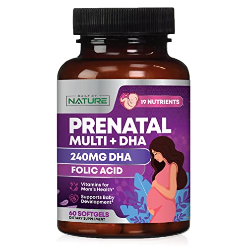 Built by Nature Prenatal Vitamin with 240mg DHA and Folic Acid