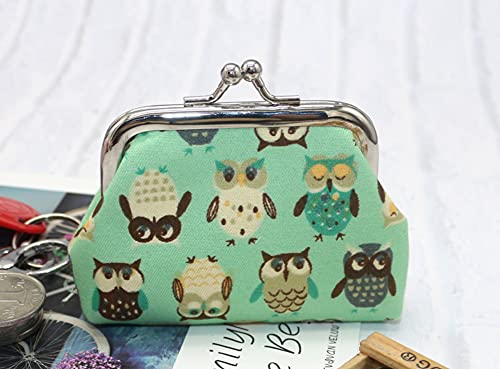 Lovely Owls Pattern Coin Purse- Mini Owl Design Clasp Pouch Wallet Key Bags Money Bag, Perfect Present For Girls Purses Women Wallets Buckle Party Favors #TOP1