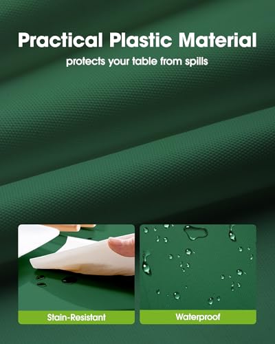 Image of Pureegg Plastic Table Cloth Disposable 10 Pack, 54 x 108 Inch Table Cloths, St Patricks Day, Christmas Decorations, Drak Green Tablecloths, Rectangle, Plastic Cover, Leakproof & Sturdy, Emerald Green