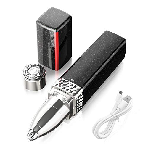 Facial Hair Removal & Eyebrow Razor for Women, 2 in 1 Painless Eyebrow Remover & Hair Trimmer, Nose Eyebrow Lips Body Arm Leg Thigh Face Hair Trimming Tool, Built-in LED Light