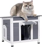 GEGURI Outdoor Cat House, Weatherproof Feral Cat Shelter for Winter