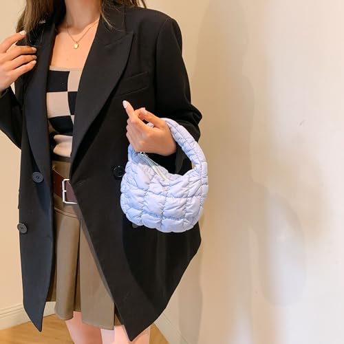 Image of Quilted MINI Handbag and Purses Women Puffer Nylon Hobo Cotton Padded Purse Work Travel Lightweight