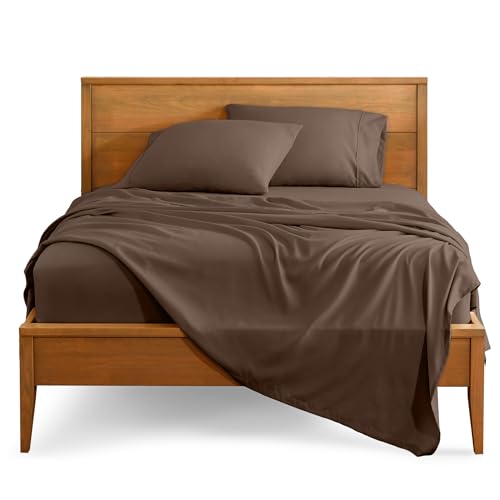 Bare Home Split King Sheet Set - 1800 Ultra-Soft Microfiber Bed Sheets - Double Brushed - Deep Pockets - Easy Fit - 5 Piece Set - Bed Sheets & Pillowcases (Split King, Cocoa)