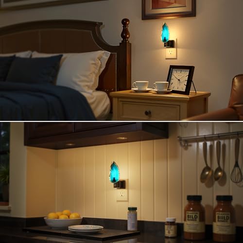 Image of Briignite Agate Night Lights Plug into Wall, Dimmable Night Lights with Adjustable Brightness, LED Nightlight with Dusk to Dawn Sensor, Blue Healing Stone Agate 3000K Warm White for Hallway Bedroom
