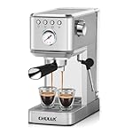CHULUX Slim Espresso Machine with Milk Frother Steam Wand, 20 Bar Professional Italian Pump Semi Automatic Espresso Coffee Machine for Home Cappuccino & Latte Maker