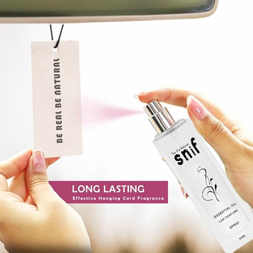 Image of Spray Car Perfumes with Essential Oils Fragrance in Glass bottle with 2 Hanging Tags | Car Air Fresheners 50ml (Passion)