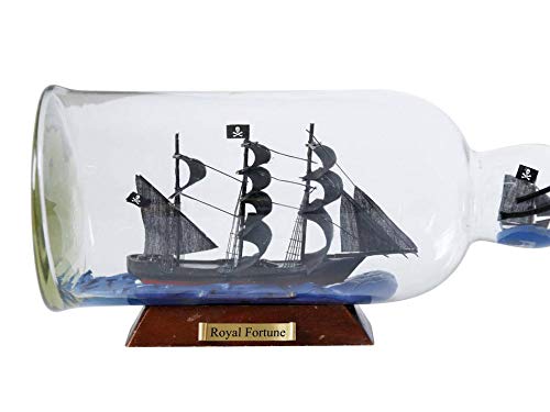 Hampton Nautical Black Bart's Royal Fortune Modello Nave in Bottiglia di Vetro 28 cm - Decorazione Nave Pirata