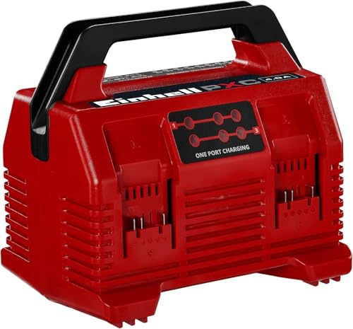 Einhell Original Ladegerät Power X-Quattrocharger 4A Power X-Change (Li-Ion, 18V, gleichzeitiges Laden von 2x2 Akkus, Akkuüberwachung, intelligentes Lademanagement, 6-fache LED-Zustandsanzeige)