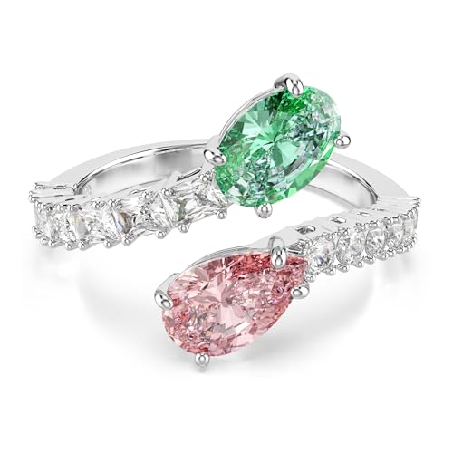 Swarovski X Ariana Grande Open Ring, Mixed Cuts, Multicolored, Rhodium Plated