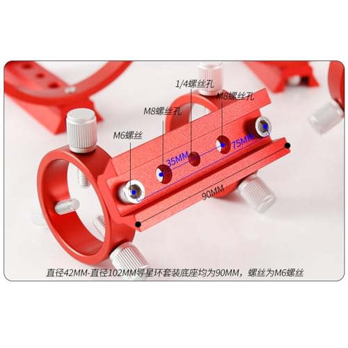 Anillo de guía de tres puntos de 68mm en rojo para telescopio astronómico 7