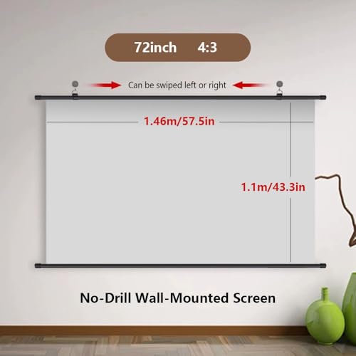 Pantalla de proyector 72 in 4:3 manual para techo miniatura 2