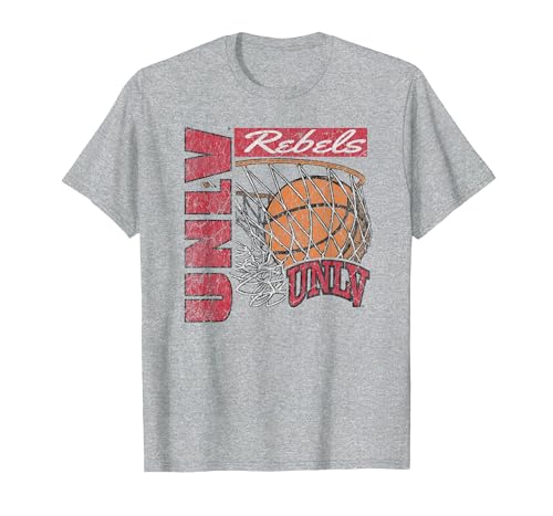 UNLV Rebels Vintage Basketball 90's Gray Officially Licensed T-Shirt, Men, Heather Grey, X-Large
