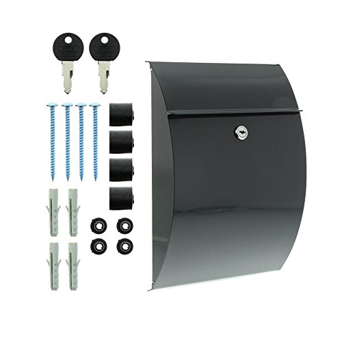 Burg Wächter Moderner Briefkasten ohne Zeitungsfach und Namensschild, Verzinkter Stahl, Einwurf-Format DIN B5, Inkl. 2 Schlüssel, Capri 813 ANT, Anthrazit (ähnlich RAL 7016), 38710