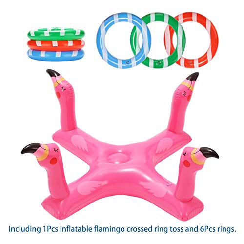 H-Style Pool Ring Toss Games, Inflatable Flamingo Pool Toys With 6Pcs Rings For Kids And Adults, Multiplayer Summer Swimming Pool & Beach Party Funny Games For Friends And Family #TOP6