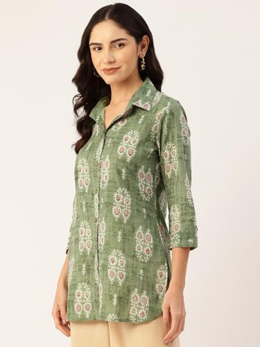 Image of feranoid Classic Collared Cotton Shirt with 3 /4 Sleeve for a Timeless Casual Look