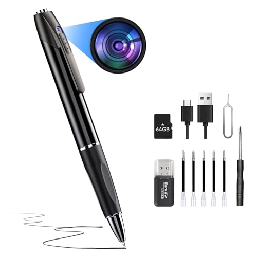 64G 1080P HD Portable Body Camera for Home Security, Rechargeable Pen Camera...