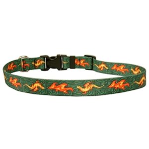 Yellow Dog Design Fire Breathing Dragon Dog Collar Fits Neck 14 to 20″/4″ Wide, Medium 3/4″ Wide