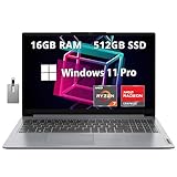 Lenovo IdeaPad 1 15.6" FHD Anti-Glare Laptop, AMD Ryzen 7 5700U, 16GB RAM, 512GB PCIe SSD, AMD Radeon Graphics, HD Webcam, WiFi 6, Bluetooth, Win 11 Pro, Cloud Gray, 32GB Hotface USB Card