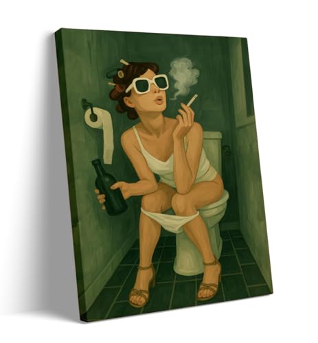 Funny Bathroom Wall Art, Retro Glam Poster, Feminine Green Bathroom