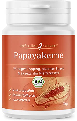 effective nature - Papayakerne - 50 g - Bio und in Rohkostqualität - Schonend verarbeitet - Als Gewürz und Snack - Ohne Zusätze