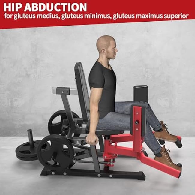 Hip Abductor Machine - Inner & Outer Thigh Workout with 6-Gear System & 4-Position Backrest - Home Gym Equipment