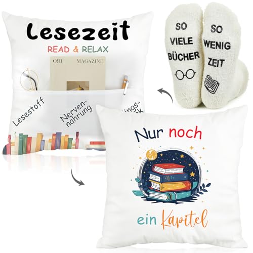 Namalu Geschenke für Leseratten Buchliebhaber Geschenke Kissenbezug mit Spruch, 1