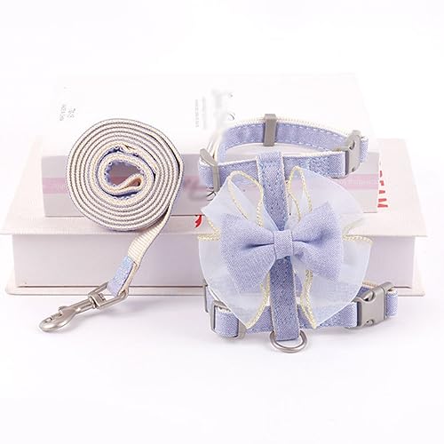 リボン おしゃれ かわいい 犬 猫 ハーネス リード セット ペット 胴輪 リボン 軽量 ペット用品 中小型犬 ワンちゃん 散歩 お出かけ用 犬 ハーネス 小型犬 中型犬 ブルー 大型犬 ソフト 負担の少ない 簡単着脱 ペット ハーネス リード S