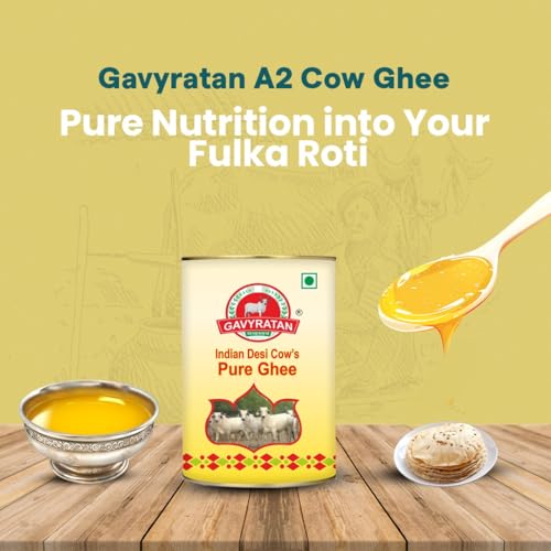 Image of Gavyratan Pathmeda A2 Desi Cow Bilona Ghee - Natural Flavour, 1 liter, Bi-Directionally Churned, Traditional Vedic Process, High Smoke Point, Made by Rural Communities