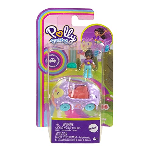 Muñeca Polly con animal azul y auto morado Polly Pocket miniatura 2