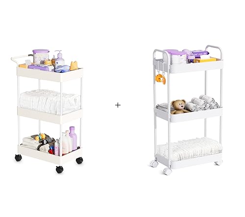 Image of Baby Diaper Caddy - Large Diaper Cart Organizer for Baby Essentials Boy or Girl - Baby Nursery Must Haves