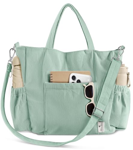 Miss Adola Corduroy Crossbody Tote Bag, Bean Green