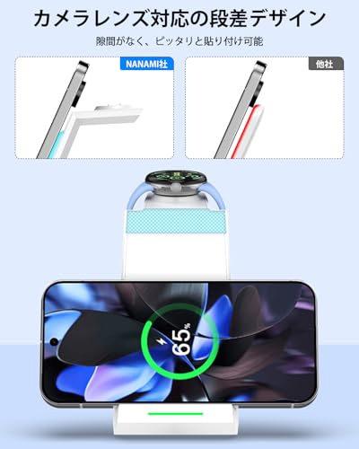 NANAMI 3in1 ワイヤレス充電器 Google Pixel専用 15W 高速充電 Pixel 10/9 Pro XL/9/Fold/8/7/7A/6 Pixel Buds Pro 2/Pro ピクセルウォッチ 3/2 Fitbit Versa 4/Sense 2 iPhone 17/16 Galaxy S25(Ultra) 各種機器対応 充電スタンド 20W出力アダプター付属 (ホワイト)
