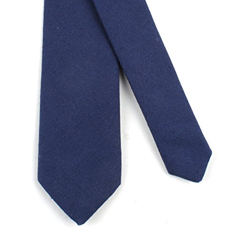 Image of Elfeves Men's Skinny Solid Color Tie Causal Cotton Linen Narrow Slim cut Necktie
