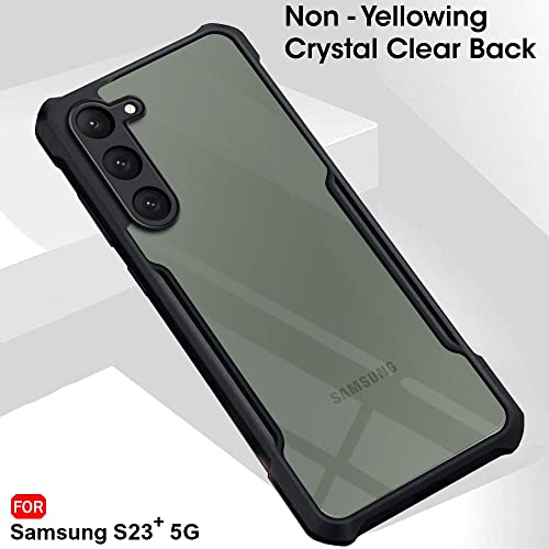 Image of TheGiftKart Shockproof Crystal Clear Back Cover Case for Samsung Galaxy S23 Plus 5G | 360 Degree Protection | Protective Design | Transparent Back Case Cover (PC & TPU, Black Bumper)