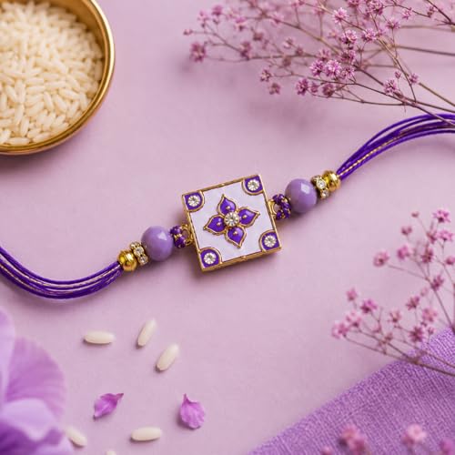 Image of JAIPUR ACE Elegant Blue inchBRO inch Designer Rakhi Gift Set with Greeting Card and Roli Chawal Pouch, Premium Brother Rakhi, Festive Raksha Bandhan Gift for Brother, Traditional (nr1)