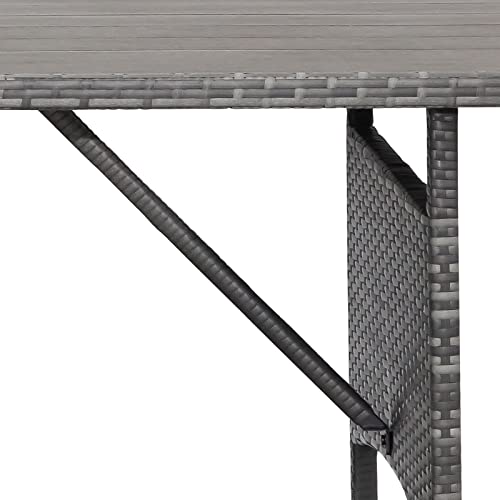 U-Max Wicker Outdoor Dining Table, 54” Metal Frame Table For Patio Furniture Or Indoor (Grey) #TOP6