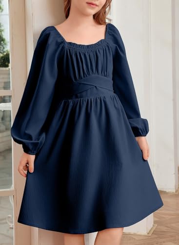 blibean Teen Girls Adjustable Tie Back Dresses Kids Outfits Size 6-15 Years2