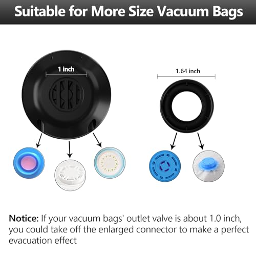 Image of Electric Pump for Vacuum Storage Bags Travel Vacuum Pump for Various Vacuum Seal Bags Portable Vacpack Air Pump for Compression Clothing Blanket Luggage Black (Storage Bag Not Included)