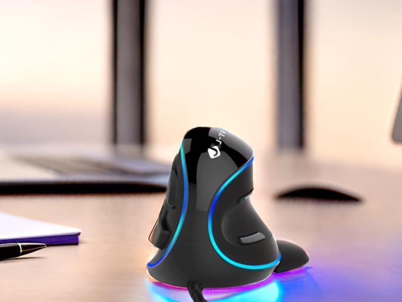 J-Tech Digital Wired Ergonomic Vertical USB Mouse with Adjustable Sensitivity (600/1000/1600 DPI), Scroll Endurance, Removable Palm Rest & Thumb Buttons [V628] - 2