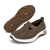 HoviBroan Women's Slip-On Walking Shoes, Arch Support(Coffee,US 8/CHN 39)