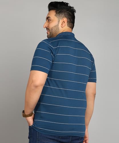 Image of INKKR Plus Size Men's Regular Fit Striped Polo Tshirt Combo