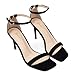 GENSHUO Women's Heeled Sandals Dressy Strappy Stiletto High Heels 3 Inch Square Open Toe Ankle Strap Buckle Sexy Prom Wedding Dress Shoes Ankle Wrap Nubuck Black Size 7